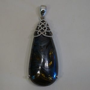 Sterling Silver (.925) Handmade Tiger Iron Pendant